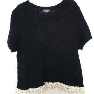 Top Shop Black Sweater top with pearl detail